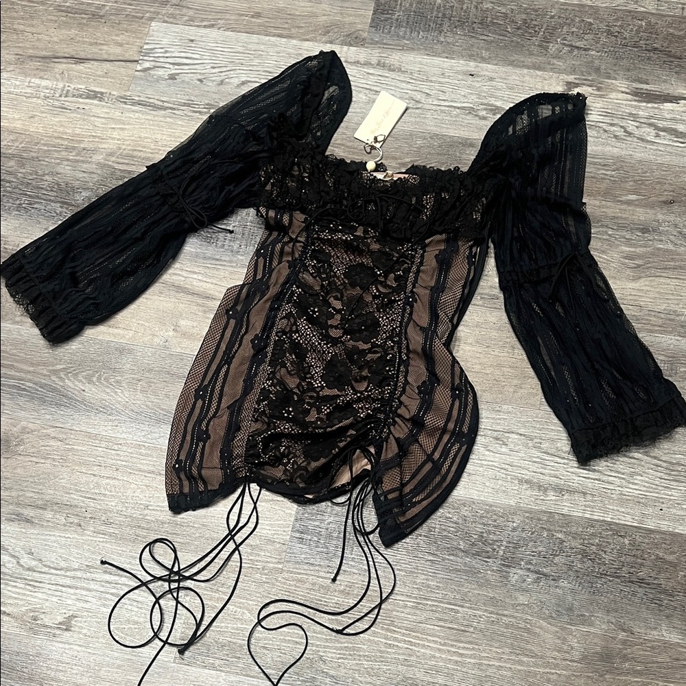 For Love And Lemons Black and nude Lace dress